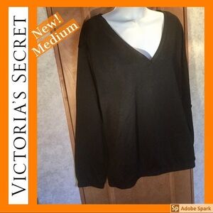 New 💋 Sexy Victoria’s Secret Black Deep V Neck Lightweight Top Long Sleeve
